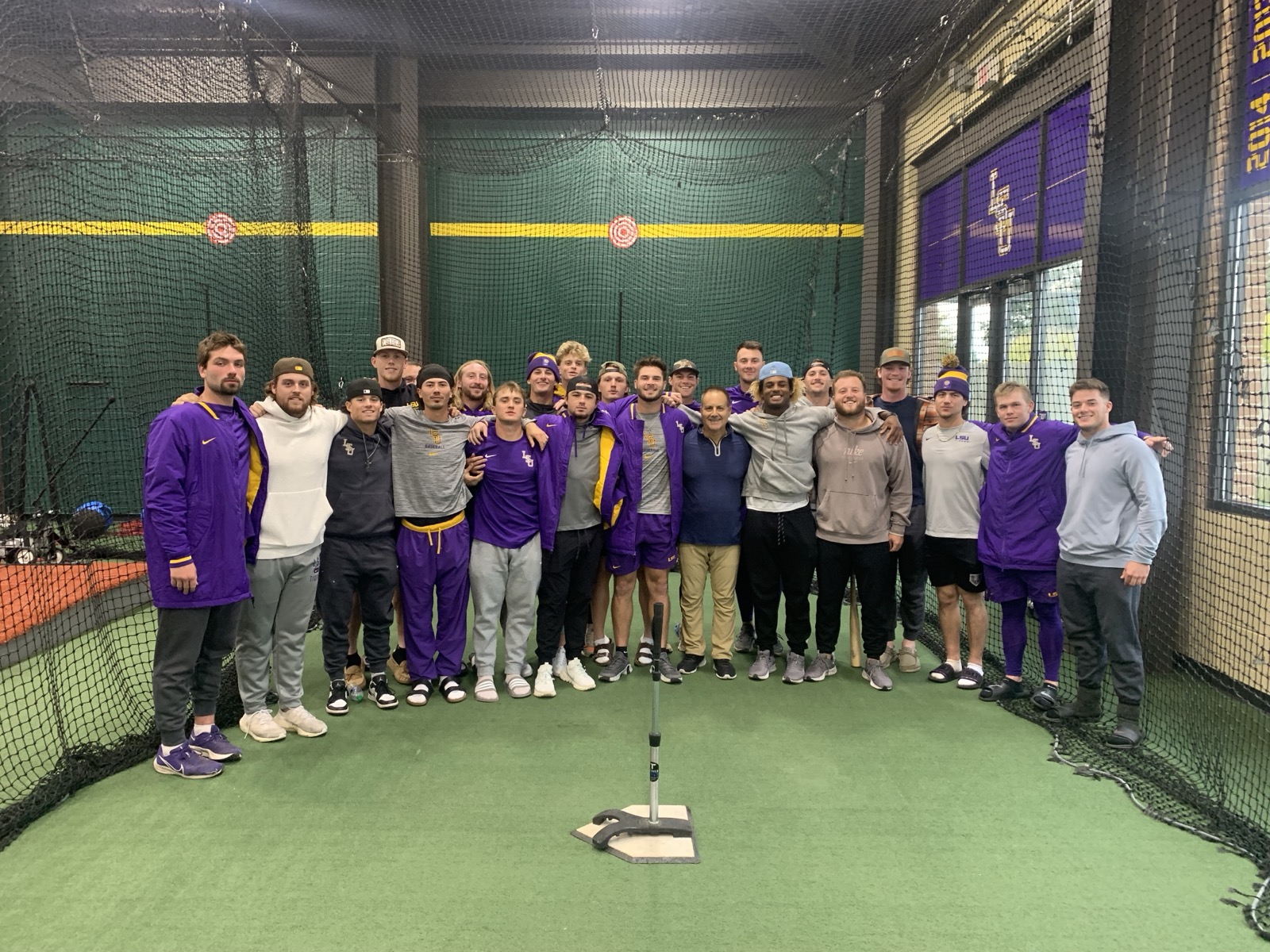 Tony Abbatine with the LSU baseball team in the cage